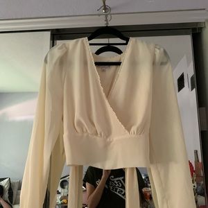 Ivory Wrap Around Tie Top